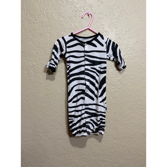 Kickee Pants Other - Kickee Pants 0-3 month Bamboo Baby Pajama Gown Sleeper Zebra Print